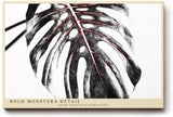 Paul Sinus Wandbild 120x80cm Monstera Blatt Detail Schwarz Weiss mit roten Linien moderne botanische Kunst Makro Pflanzenbild für Wohnzimmer Büro