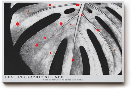 Paul Sinus Wandbild 120x80cm Monstera Blatt schwarz weiss minimalistische Natur Kunst modern grafisches Blattmotiv Kunstdruck grosses Wandbild 120x80cm elegante Wanddekoration fuer Wohnzimmer Büro