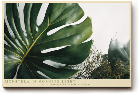 Paul Sinus Wandbild 120x80cm Monstera in Morning Light Tropische Pflanzen Kunst mit Monstera Blatt Moderne Natur Wanddekoration