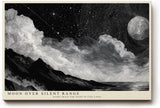 Paul Sinus Wandbild 120x80cm Moon Over Silent Range schwarz weiß Nachtlandschaft mit Mond und Sternenhimmel Kunst Poster für Wohnzimmer Schlafzimmer