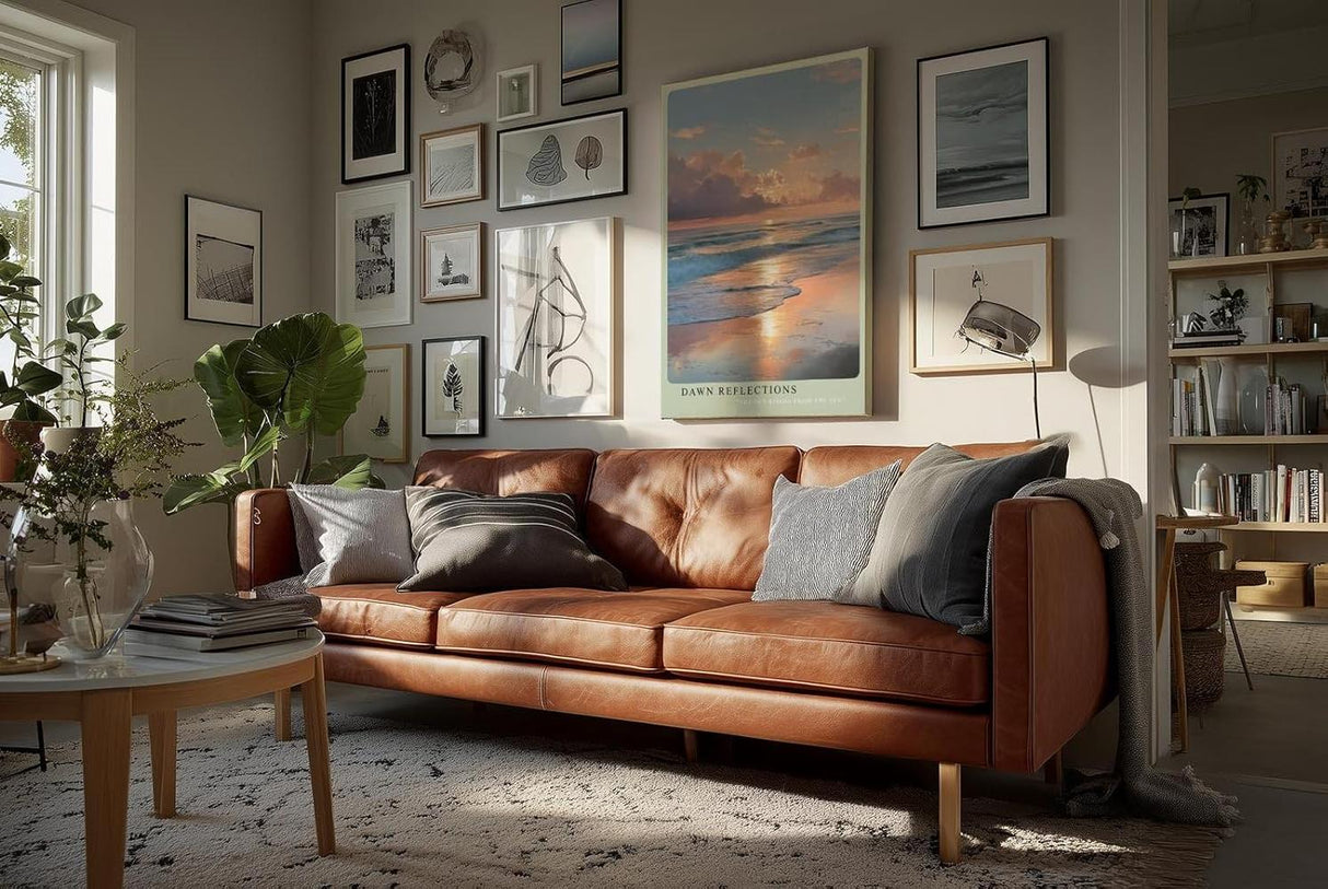 Paul Sinus Wandbild in 40x60cm Morgenstimmung am Meer mit sanften Wellen und goldenen Lichtreflexen im Wasser