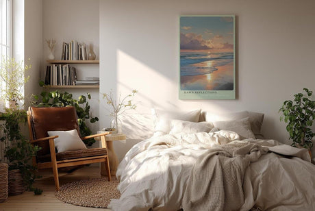 Paul Sinus Wandbild in 40x60cm Morgenstimmung am Meer mit sanften Wellen und goldenen Lichtreflexen im Wasser
