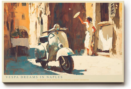 Paul Sinus Wandbild 120x80cm MotorrollerDreams in Naples italienische Gasse mit MotorrollerRoller Kunst Poster für Wohnzimmer Küche