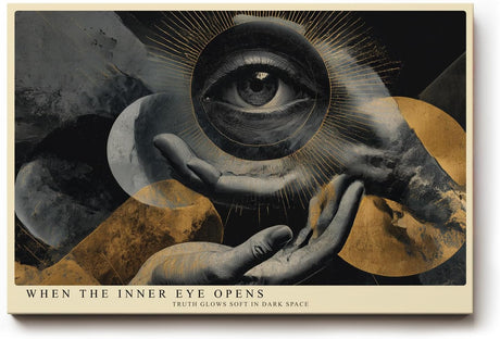 Paul Sinus Wandbild 120x80cm Mystisches Auge in Händen Moderne Surreale Kunst in Schwarz Gold für Wohnzimmer Büro und Atelier