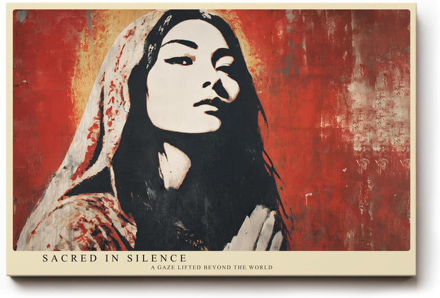 Paul Sinus Wandbild 120x80cm Mystisches Frauenportrait Moderne Kunst in Rot und Schwarz Spirituelle Darstellung