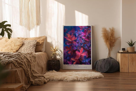 Paul Sinus Wandbild in 40x60cm Neon Bloom – leuchtende Pflanzenblätter in intensiven Neonfarben für moderne Raumgestaltung