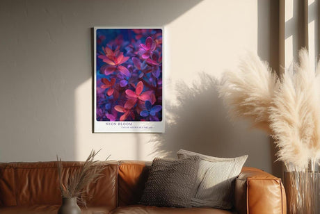 Paul Sinus Wandbild in 40x60cm Neon Bloom – leuchtende Pflanzenblätter in intensiven Neonfarben für moderne Raumgestaltung