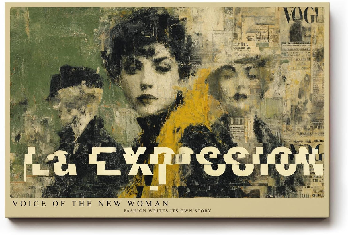 Paul Sinus Wandbild 120x80cm Neue Frau Moderne Collage Portrait LeinWandbild 120x80cm Urban Art Wanddekoration