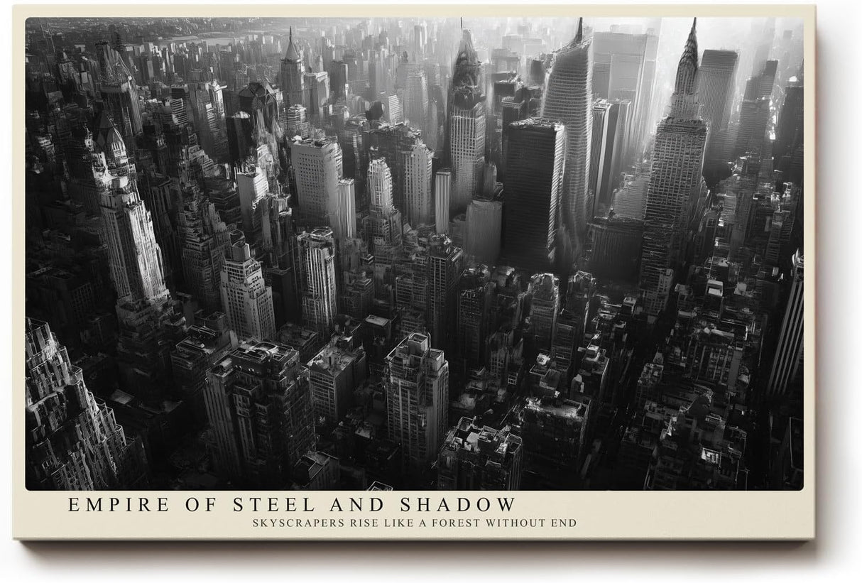 Paul Sinus Wandbild 120x80cm New York Skyline Schwarz Weiss Panorama moderne Stadt Architektur Wanddekoration Wohnzimmer Büro