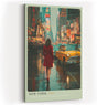 Paul Sinus Wandbild in 40x60cm New York, USA Impressionistische Stadtansicht mit Frau im roten Mantel inmitten des nächtlichen Times Square