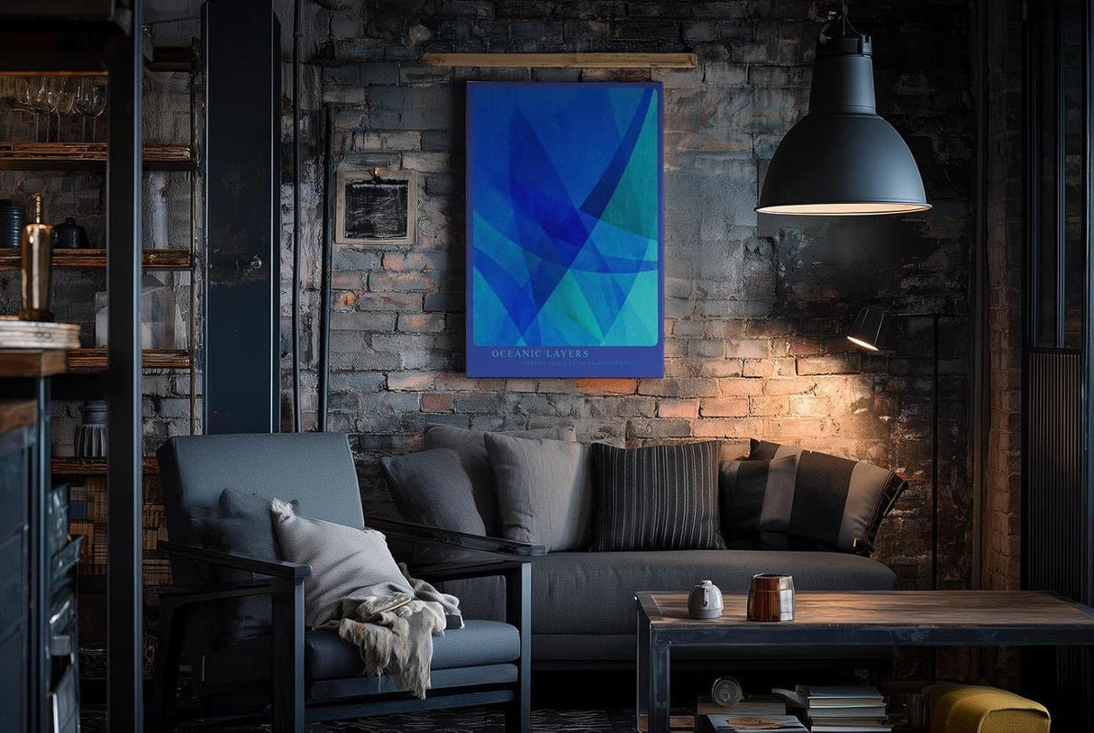 Paul Sinus Wandbild in 40x60cm Oceanic Layers – Abstrakte Tiefen in Blau für moderne Raumgestaltung