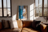 Paul Sinus Wandbild in 40x60cm Ocean's Edge – Luftaufnahme von Wellen und Sandstrand in Blauund Beigetönen