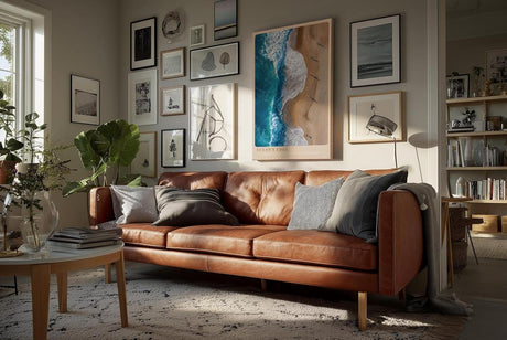 Paul Sinus Wandbild in 40x60cm Ocean's Edge – Luftaufnahme von Wellen und Sandstrand in Blauund Beigetönen
