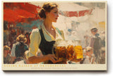 Paul Sinus Wandbild 120x80cm Oktoberfest Szene mit Bierkrug Traditionelle Festkunst in warmen Farben fuer Kueche und Wohnraum