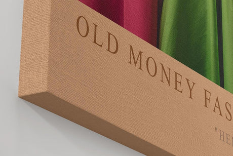 Paul Sinus Wandbild in 40x60cm Old Money Fashion – Elegante Damen in farbenfrohen Kleidern vor floralem Hintergrund, stilvolles Retro-Design für luxuriöse Wohnakzente