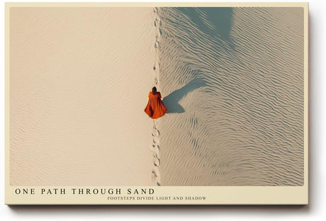 Paul Sinus Wandbild 120x80cm One Path Through Sand Wüstenlandschaft mit Fußspuren minimalistische Natur Fotokunst Poster für Wohnzimmer Büro