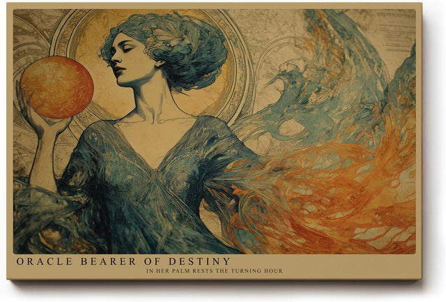 Paul Sinus Wandbild 120x80cm Orakel Frau Jugendstil Kunstmotiv Mystische Figur mit leuchtender Kugel