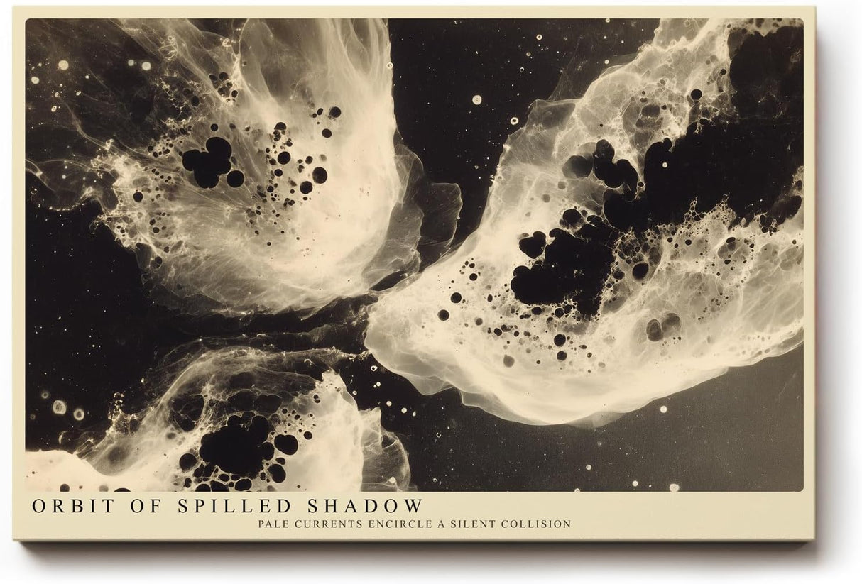 Paul Sinus Wandbild 120x80cm Orbit of Spilled Shadow Abstrakte Schwarz Weiss Fluid Kunst Modernes Design Wandbild 120x80cm fuer Wohnzimmer und Büro