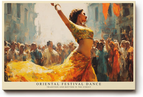 Paul Sinus Wandbild 120x80cm Orientalischer Festtanz – Lebendige Tanzszene mit warmen Farben und kultureller Atmosphäre