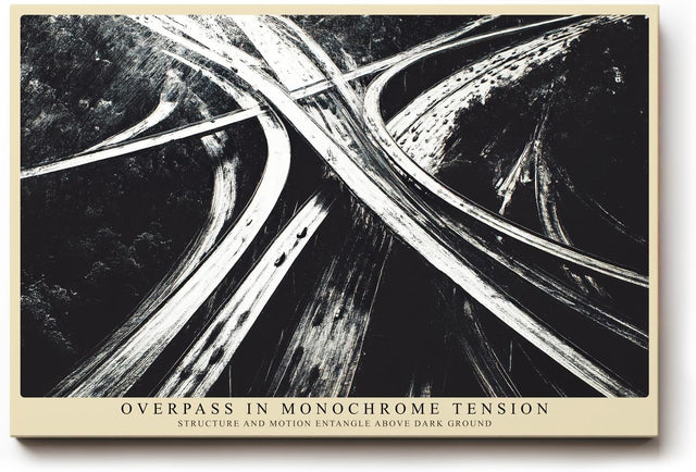 Paul Sinus Wandbild 120x80cm Overpass in Monochrome Tension Abstrakte Autobahn Grafik Schwarz Weiss Moderne Architektur Kunst