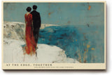 Paul Sinus Wandbild 120x80cm Paar am Meer Romantische Küsten Szene Moderne Malerei Kunstmotiv mit ruhiger Meereslandschaft