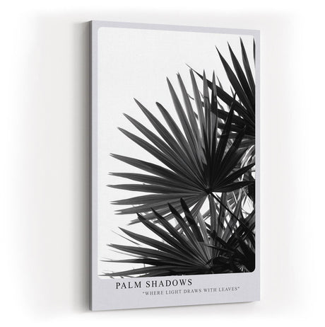 Paul Sinus Wandbild in 40x60cm Palm Shadows – Schwarz-weißes Palmenblattmotiv mit markanten Lichtund Schattenspielen