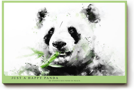 Paul Sinus Wandbild 120x80cm Panda Aquarell Illustration Tiermotiv schwarz weiß grün moderne Tierkunst ruhiges Naturbild stilvolle Wanddekoration für Wohnzimmer Kinderzimmer Büro