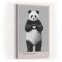 Paul Sinus Wandbild in 40x60cm Panda Heart Panda mit Herzgeste schwarz-weiße Tierkunst auf Leinwand