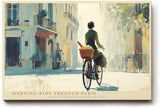 Paul Sinus Wandbild 120x80cm Paris Fahrrad Szene romantische Stadt Kunst Wanddekoration Paris Strasse Motiv Wohnzimmer Schlafzimmer