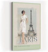 Paul Sinus Wandbild in 40x60cm Paris Modefotografie vor Eiffelturm zeitlose Eleganz in moderner Kunst auf Leinwand
