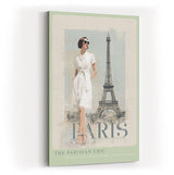 Paul Sinus Wandbild in 40x60cm Paris Modefotografie vor Eiffelturm zeitlose Eleganz in moderner Kunst auf Leinwand