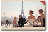 Paul Sinus Wandbild 120x80cm Pariser Cafe Szene mit Eiffelturm romantische Stadtillustration