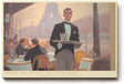 Paul Sinus Wandbild 120x80cm Pariser Cafe Szene mit Kellner und Eiffelturm stilvolle Stadtkunst fuer elegante Wohnräume