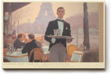 Paul Sinus Wandbild 120x80cm Pariser Cafe Szene mit Kellner und Eiffelturm stilvolle Stadtkunst fuer elegante Wohnräume