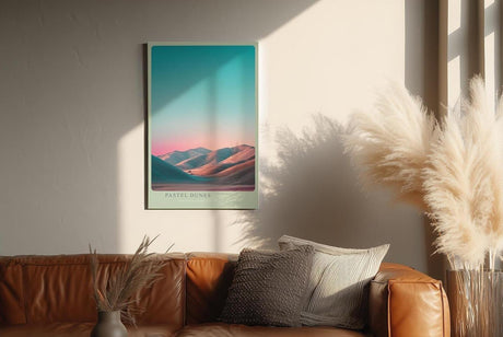 Paul Sinus Wandbild in 40x60cm Pastel Dunes mit sanft geschwungenen Dünen im goldenen Abendlicht für elegante Wandgestaltung