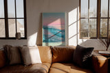 Paul Sinus Wandbild in 40x60cm Pastellfarbenes Meer bei Sonnenuntergang mit sanften Wellen und rosa-blauem Himmel