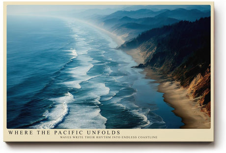 Paul Sinus Wandbild 120x80cm Pazifische Kueste Panorama Ozean Landschaft moderne Natur Wanddekoration Meer Kueste Kunstdruck Wohnzimmer Schlafzimmer