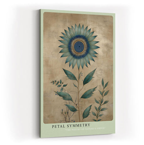 Paul Sinus Wandbild in 40x60cm Petal Symmetry stilisierte Sonnenblume in Blauund Grüntönen elegante Naturkunst auf Leinwand
