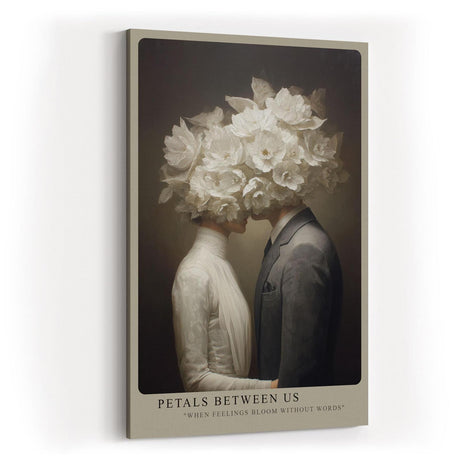 Paul Sinus Wandbild in 40x60cm Petals Between Us – Ausdrucksstarke Kunst mit blühenden weißen Blüten als Symbol für stille Verbundenheit