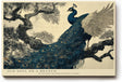 Paul Sinus Wandbild 120x80cm Pfau auf Baumzweig Elegante Vogelkunst in Blau Gold Asiatische Natur Wanddekoration