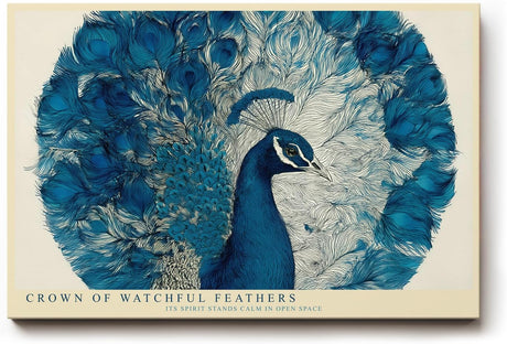 Paul Sinus Wandbild 120x80cm Pfau mit ausgebreiteten Federn Blaue Vogelkunst fuer Wohnzimmer Schlafzimmer und stilvolle Wohnräume