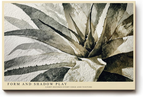 Paul Sinus Wandbild 120x80cm Pflanze Aquarell modern beige schwarz botanische Kunst Kunstdruck grosses Kunstbild elegante Wanddekoration fuer Wohnzimmer Büro Flur