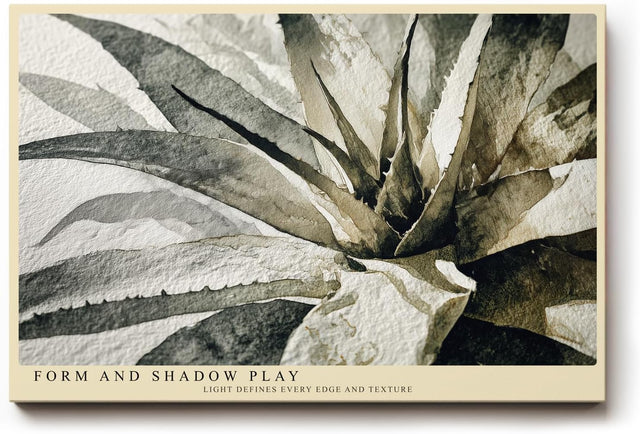 Paul Sinus Wandbild 120x80cm Pflanze Aquarell modern beige schwarz botanische Kunst Kunstdruck grosses Kunstbild elegante Wanddekoration fuer Wohnzimmer Büro Flur