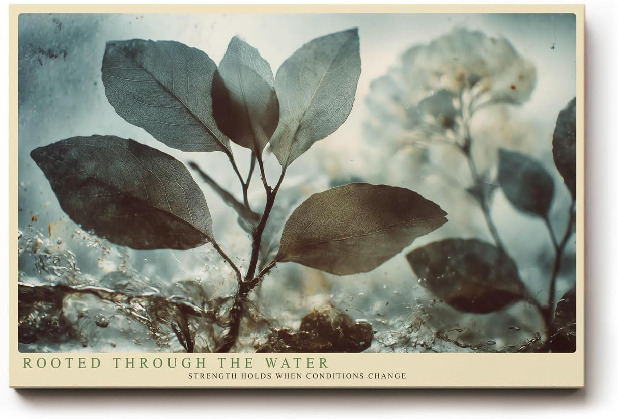 Paul Sinus Wandbild 120x80cm Pflanze im Wasser Natur Makro Fotokunst grün blau Kunstdruck ruhige botanische