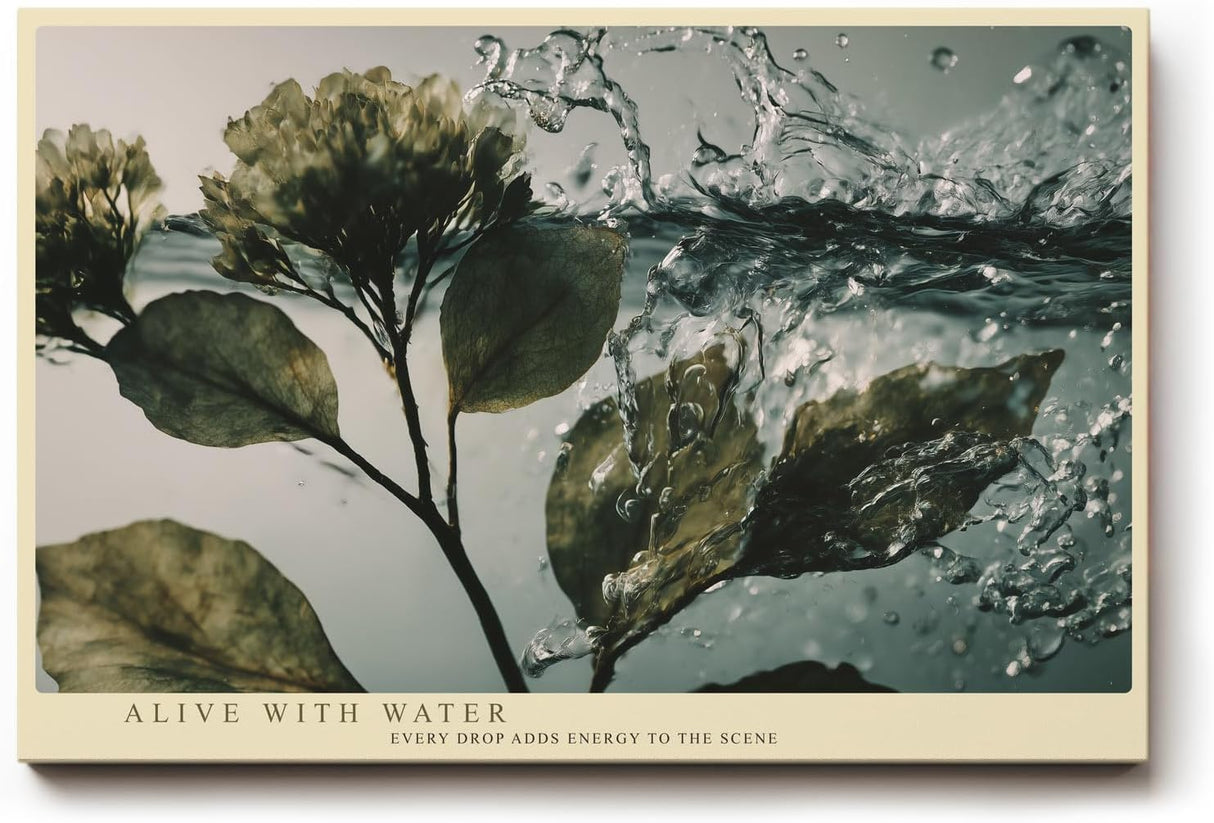 Paul Sinus Wandbild 120x80cm Pflanzenzweig im Wasser dynamische Naturfotografie frische botanische Kunst stilvolle Wanddekoration fuer Wohnzimmer Büro