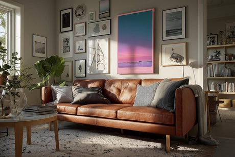 Paul Sinus Wandbild in 40x60cm Pink Horizon mit farbintensivem Sonnenaufgangshimmel in Pinkund Blautönen für moderne Wandgestaltung