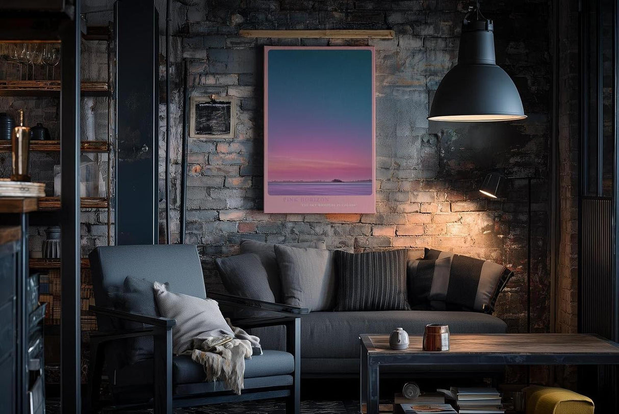 Paul Sinus Wandbild in 40x60cm Pink Horizon mit farbintensivem Sonnenaufgangshimmel in Pinkund Blautönen für moderne Wandgestaltung