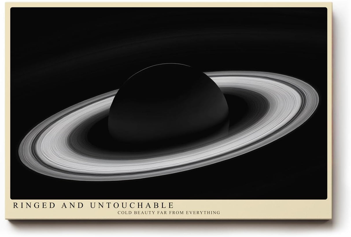 Paul Sinus Wandbild 120x80cm Planet Mit Ringen Kosmos Minimalistische Weltraum Kunst Schwarz Weiss Illustration Kunstdruck Poster Grosse Wanddekoration fuer Wohnzimmer Büro