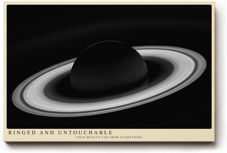 Paul Sinus Wandbild 120x80cm Planet Mit Ringen Kosmos Minimalistische Weltraum Kunst Schwarz Weiss Illustration Kunstdruck Poster Grosse Wanddekoration fuer Wohnzimmer Büro