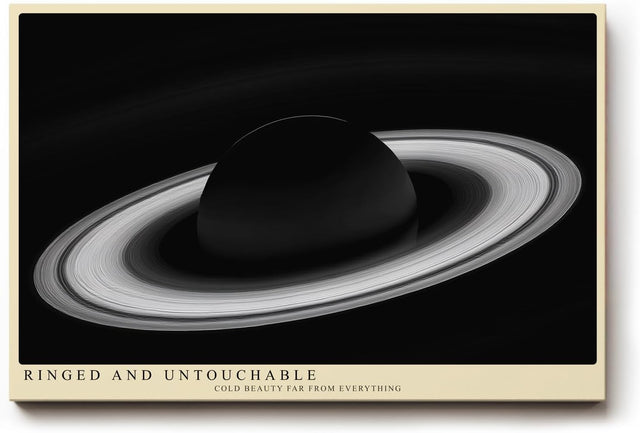 Paul Sinus Wandbild 120x80cm Planet Mit Ringen Kosmos Minimalistische Weltraum Kunst Schwarz Weiss Illustration Kunstdruck Poster Grosse Wanddekoration fuer Wohnzimmer Büro